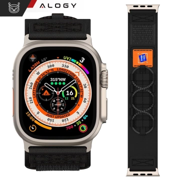 Nylonový pásek Alogy se suchým zipem pro Apple Watch 42/44/45/49 mm černý
