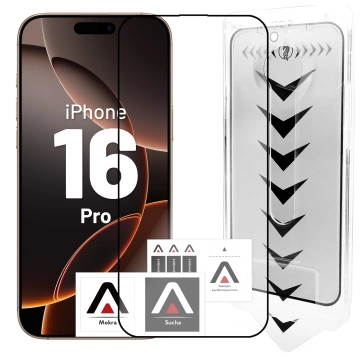 Szkło hartowane do Apple iPhone 16 Pro ochronne szkiełko na ekran 9H Alogy EasyShield™️ z ramką montażową
