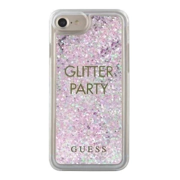 Guess GUHCP7GLUQPU iPhone 6/7/8 /SE 2020 fioletowy/lila Hartschalenetui Liquid Glitter Party