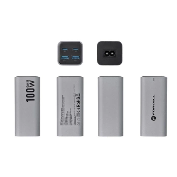 Зарядний пристрій Forcell GaN III для робочого столу 100 Вт 2xUSB-C 2xUSB-A PD QC SFC