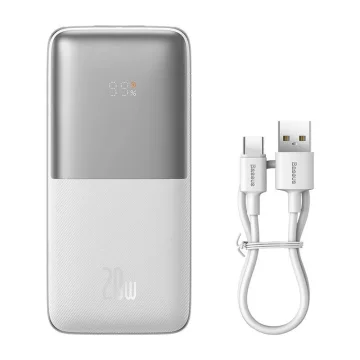 Baseus Bipow Pro Power Bank 10000mAh, 2xUSB, USB-C, 20W (bílá)