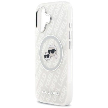 Etui Ochronne do iPhone 17 Karl Lagerfeld IML Glitter K&C Heads MagSafe Szary