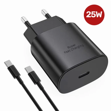 Original Samsung USB-C Wall Charger 25W Type C Cable 180cm Premium Super Fast Charge Set White