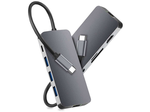 Адаптер Alogy HUB 9w1 HDMI 4K RJ45 USB-C PD 3xUSB AV SD/TF/microSD
