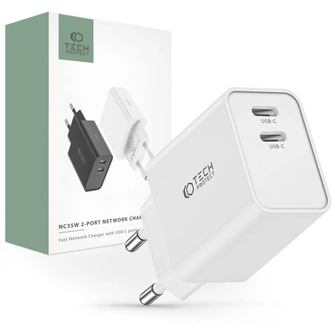 Tech-protect c35w 2-port network charger PD35w white