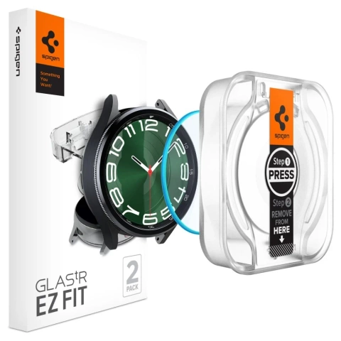 Tvrzené sklo Spigen Glas.tr „Ez-Fit“ po 2 kusech pro Samsung Galaxy Watch 6 Classic (47 mm) čiré