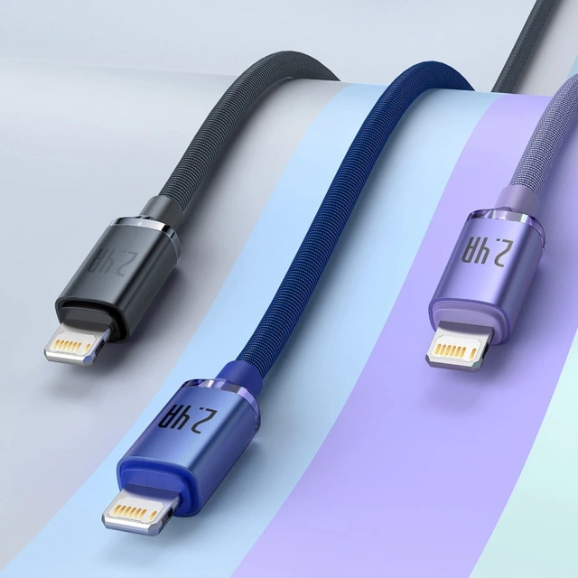 Кабель Baseus Crystal Shine Series Кабель USB для швидкої зарядки та передачі даних USB Type A - Lightning 2.4A 2m purple (CAJY000105)