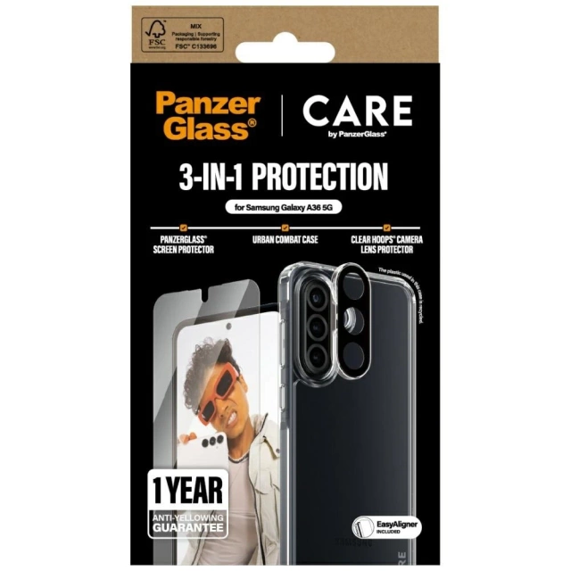 Samsung Galaxy A36 5G CARE von PanzerGlass Flagship 3in1 Schutzkit