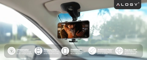 Alogy Autohalterung für das Telefon max 7,2 Zoll für den schwarzen Cockpitspiegel