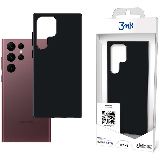 Odolné 3mk matné puzdro pre Samsung Galaxy S22 Ultra Black