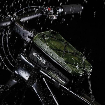 Сумка для рами велосипеда WILDMAN GX200 2L, чорна, з тримачем для телефону