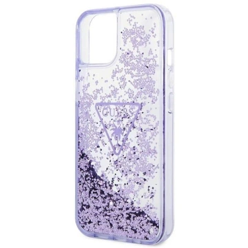 Etui Guess GUHCP14MLFCTPU do Apple iPhone 14 Plus 6,7" fioletoowy/fialové pevné pouzdro Liquid Glitter Palm Collection