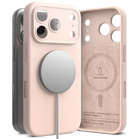 Etui do iPhone 17 Pro Max Ringke Silicone Magnetic MagSafe Różowe