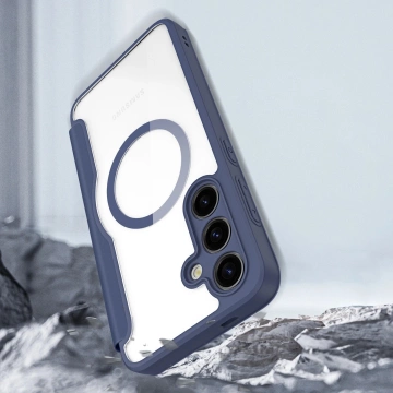 Puzdro Dux Ducis Skin X Pro pre Samsung S24 s magnetickým krúžkom a chlopňou - modré