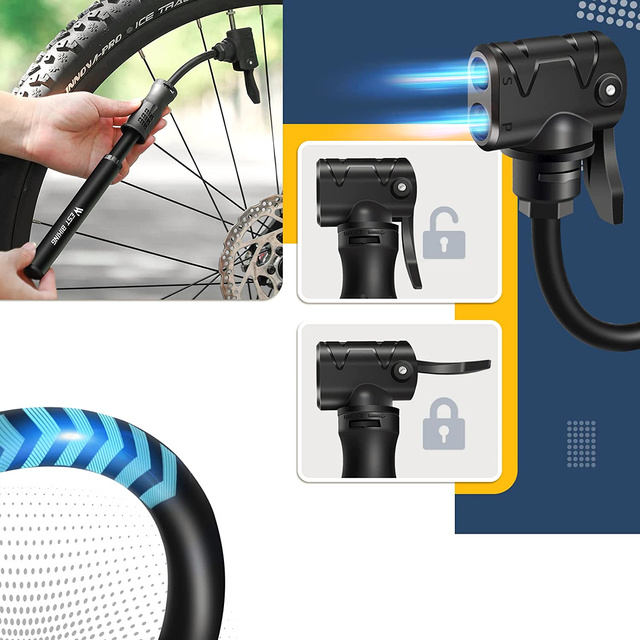 Алюмінієвий велосипедний насос Alogy Mini Bike Pump 100psi з ручкою Чорний