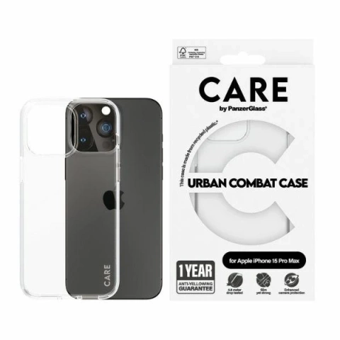 Průhledný kryt CARE od PanzerGlass Urban Combat pro iPhone 15 Pro Max