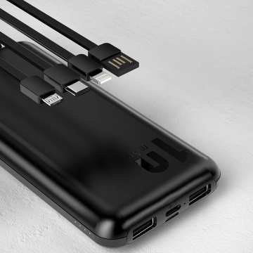 Dudao K6Pro Universal 10000mAh Power Bank s USB kabelem, USB Type C, Lightning white (K6Pro-white)