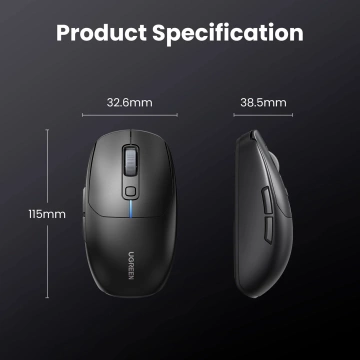 BEZDRÁTOVÁ MYŠ UGREEN MU103 2,4 GHz BT 5,0 DPI USB-C ČERNÁ