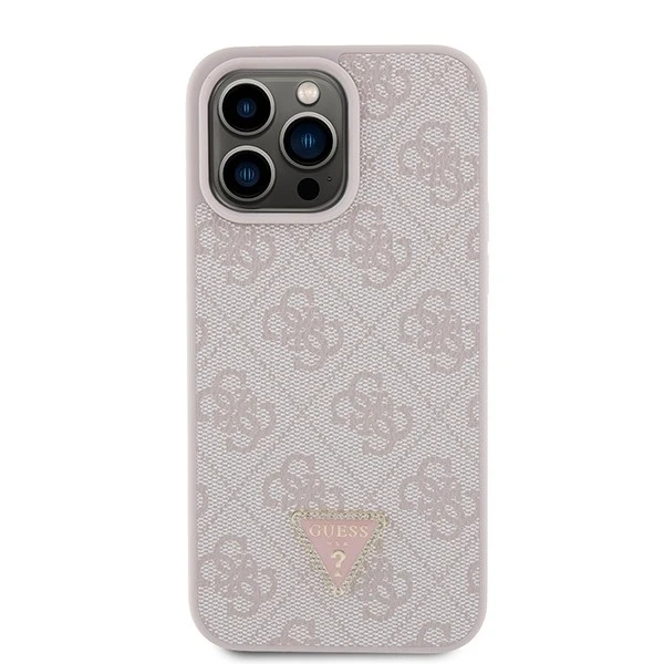 Etui Guess GUHCP15XP4TDPP pro iPhone 15 Pro Max 6,7" różowy/růžový pevný kryt kůže 4G diamantový trojúhelník