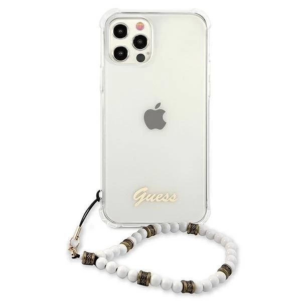 Guess GUHCP12MKPSWH iPhone 12/12 Pro 6,1" průhledné pevné pouzdro White Pearl