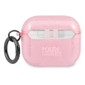 Карл Лагерфельд KLA3UKHGP Чохол для AirPods 3 рожевий / pink Glitter Karl`s Head