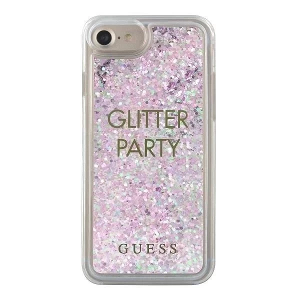Guess GUHCP7GLUQPU iPhone 6/7/8 /SE 2020 fioletowy/lila Hartschalenetui Liquid Glitter Party