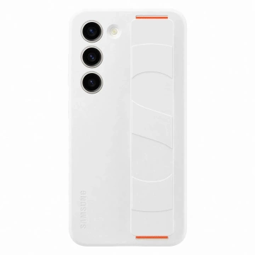 Silikonový kryt Samsung Grip pro Samsung Galaxy S23 s páskem na zápěstí bílý (EF-GS911TWEGWW)
