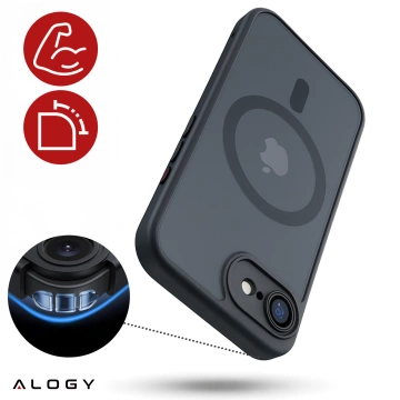 Etui do Apple iPhone 16e obudowa ochronna na telefon Alogy Matte HybridMag™️ Case do MagSafe Matowe Antypoślizgowe Wzmocnione Narożniki Czarne