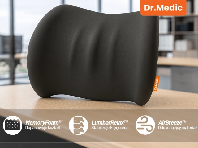 Poduszka do Samochodu pod Plecy Lędźwie DR.MEDIC LumbarRelax™ Ergonomiczna poduszka lędźwiowa na fotel krzesło do auta dla kierowcy pasażera