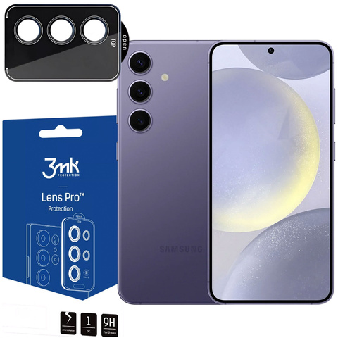 Glas für Samsung Galaxy S24 Kameraabdeckung Objektiv 3mk Lens Protection Pro Schwarz Schutzhülle
