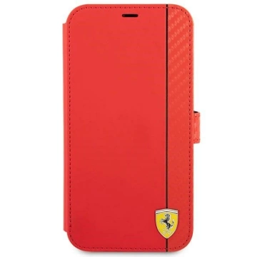 Puzdro na telefón Ferrari iPhone 13 mini 5,4" červeno/červená kniha On Track Carbon Stripe