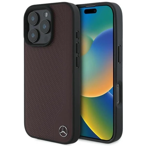 Etui Mercedes до iPhone 16 Pro Max 6.9" Czerwony MagSafe Hardcase MB Wood Imitation Leather