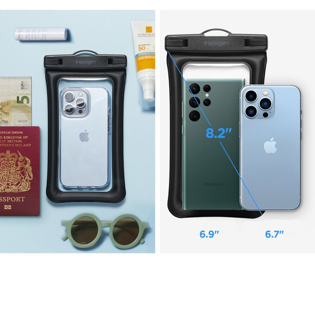 Univerzální vodotěsné pouzdro na telefon Spigen A610 IPX8 pro až 6,9 palce černé