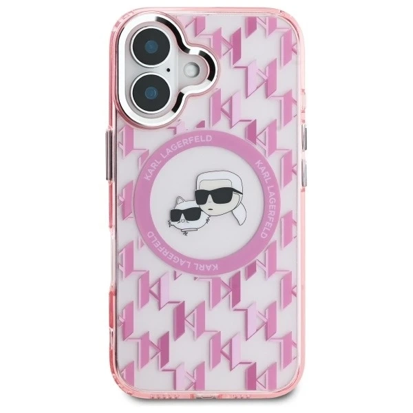 Чохол Karl Lagerfeld для iPhone 16 6.1" Pink MagSafe IML Monogram Karl