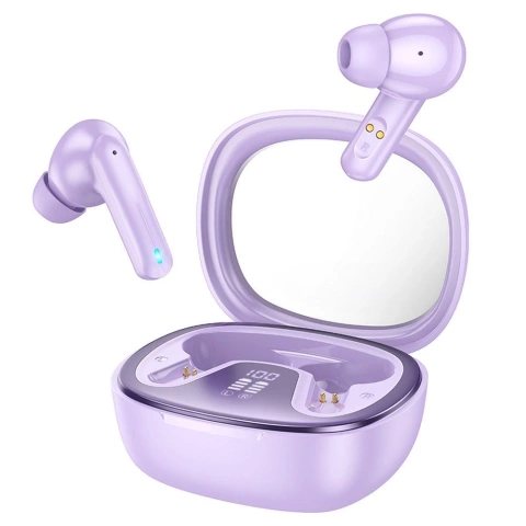 Słuchawki bezprzewodowe Bluetooth HOCO TWS EQ6 Etui ładujące Fioletowe
