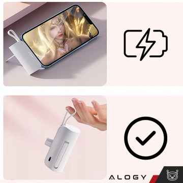 PowerBank 5000mAh Alogy power bank кишеньковий невеликий зовнішній зарядний пристрій Power Bank USB-C і Lightning White