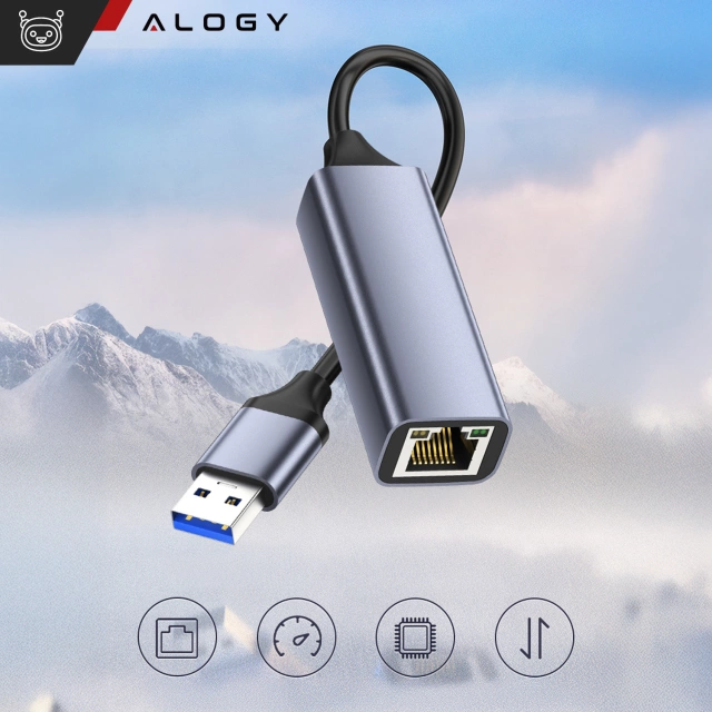 Adaptér USB na Ethernet Alogy LAN RJ45 GIGABIT 1000 MBPS síťová karta černá