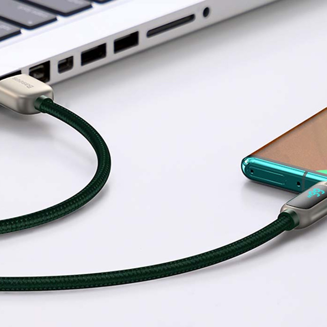 2m Baseus Display Fast Charging USB-A to USB-C 66W kábel, 2m display Green