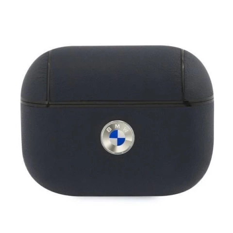 BMW Ochranné puzdro na slúchadlá pre kryt AirPods Pro tmavomodrá/námornícka farba Geniune Leather Silver Logo