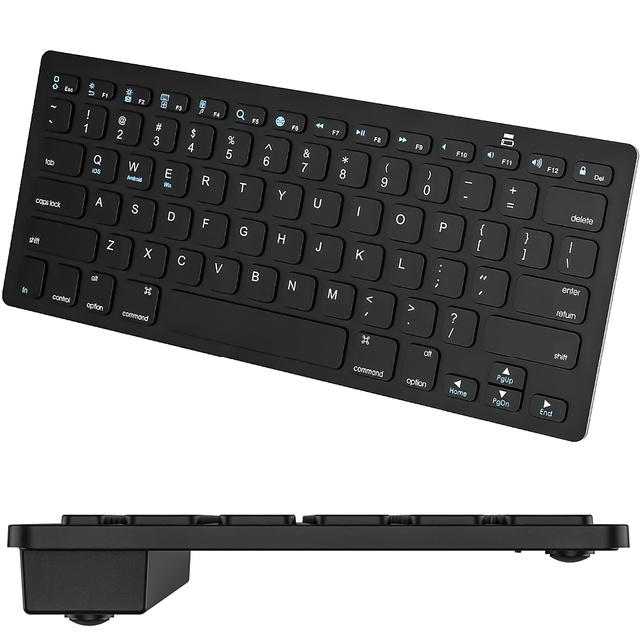 Wireless Bluetooth BT 3.0 Keyboard, universal for iPad iMac iOS Android Windows slim Black