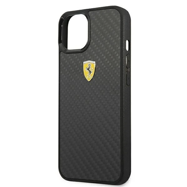 Ferrari iPhone 13 mini 5.4" Hülle schwarz/schwarz Hardcase On Track Real Carbon
