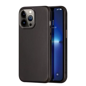 Kožený kryt Dux Ducis Naples na iPhone 13 Pro (kompatibilný s MagSafe) tmavo hnedý