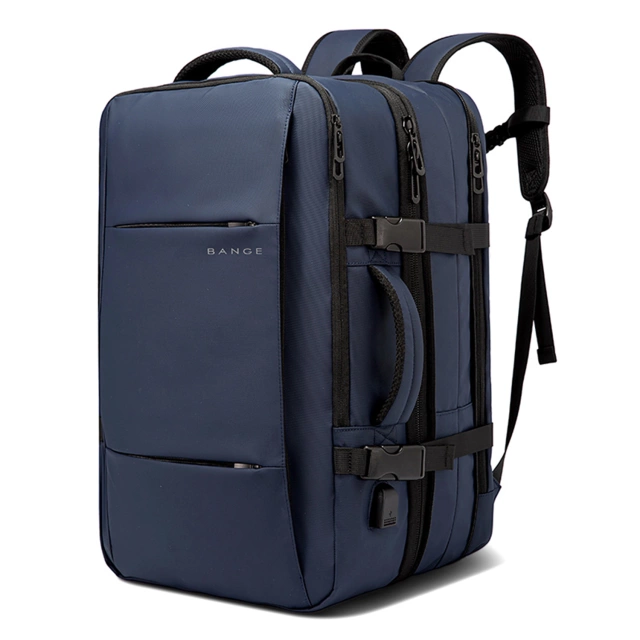 Bange Rucksack, Reiserucksack, erweiterbarer Business-Rucksack, geräumige Tasche für 17,3"-Laptops mit USB-Anschluss, Marineblau