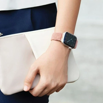 Ремінець UNIQ Aspen для Apple Watch 44/42/45 мм Series 4/5/6/7/8/SE/SE2 Плетений рожевий/грейпфрутовий рожевий