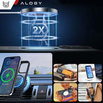 Чохол для iPhone 15 Pro MagSafe Matt Case Cover матовий Alogy Ring броньований чохол для телефона Black