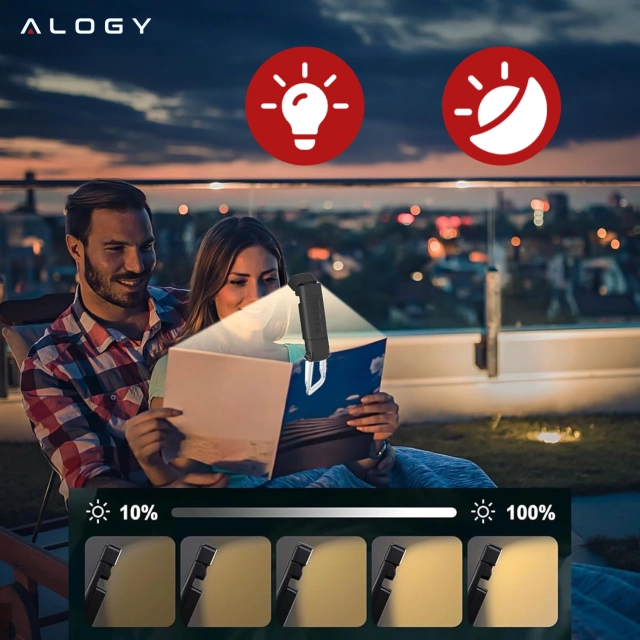 Alogy Clip Lamp LED Reading Lamp Rechargeable Book Clip Lamp Black