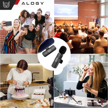 2x Alogy Lightning Wireless Lavalier Microphone for Apple iPhone iPad Small Microphones Two-Microphone Set