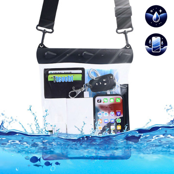 Wasserdichte Hülle für Telefon, 7,2 Zoll, Tasche mit Schultergurt, universell, groß, wasserdicht, 23 x 25 cm, Schwarz