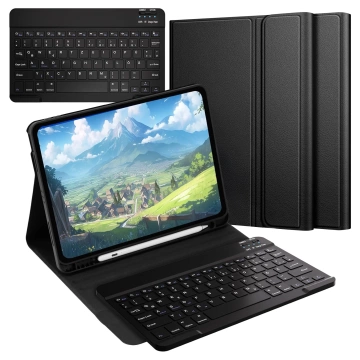 Schutzhülle mit Tastatur für Apple iPad Pro 11" M4 2024, Alogy Tastaturhülle mit Stifthalter, Bluetooth-Tastatur, schwarz