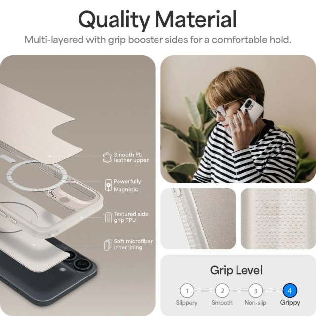 Puzdro Spigen pre iPhone 16 Cyrill Kajuk Mag MagSafe Cream